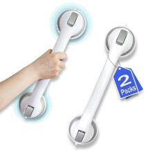 Shower Grab Bar 2 Pack 16 Inch Suction Handles for Elderly Bathroom Safety Grip No Drill Waterproof