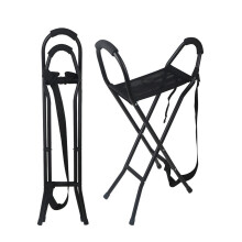 Folding Walking Stick Seat With 2 Handles And 4 Legs Aluminum Camping Chair For Elderly Lightweight Travel Stool