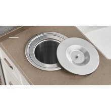Trash Can BuiltIn Countertop Recessed 8L Stainless Steel With Lid Brushed Finish Kitchen Grommet Waste Bin