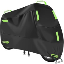 Motorbike Cover For Piaggio Medley 125 Outdoor Windproof Rain UV Dust Elastic Hem Reflective Strips Green Size L