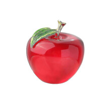 Crystal Glass Apple Figurine for Tabletop Decoration Christmas Gift