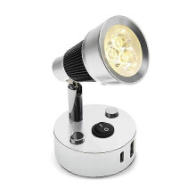 12V LED Wall Lamp for Versatile Indoor Lighting in Black and Silver with USB-A and USB-C Switches 3000-3500K