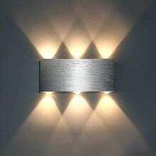 Led Wall Light Indoor Living Room Up Down Wall Light Silver Brushed Aluminium Wall Light Bedroom Restaurant Hotel Staircase Corridor Hallway