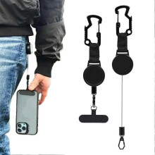 stuks! Uitschuifbare antidiefstal telefoonhouder, telefoonkoord, veiligheidskoord voor smartphones met riemclip