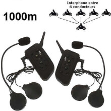 2-delt sett Motorsykkelintercom 1 km (maks. 6 personer via Bluetooth)