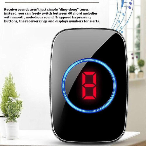 A10 Digital Display Wireless Calling System 60 Melodies Restaurant Pager Long Range Service Bell  2 Transmitters + 1 Receiver 1