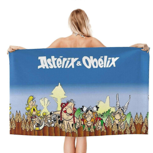 Asterix og Obelix strandhåndklæde 70x140cm hurtigttørrende badehåndklæde ds31 1