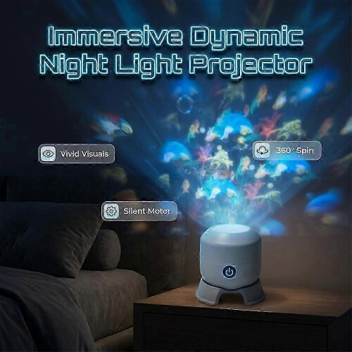 360 Rotating Ocean Wave Night Projection Light, Dynamic LED Projector with Multi-Angle Base, Perfect for Meditation 1