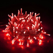 Guirlande lumineuse de Noël rouge pour intérieur et extérieur, 10 m (33 pi), 100 LED, fil transparent extensible, 8 modes d'éclairage,