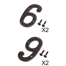 4 plaques de porte en métal avec numéro de rue pour l'extérieur d'un immeuble ou d'un café
