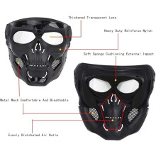 Tactical Protective Mask, Full Face Goggles, Skull Mask, Double Design, Adjustable Strap, Wear Mode Black