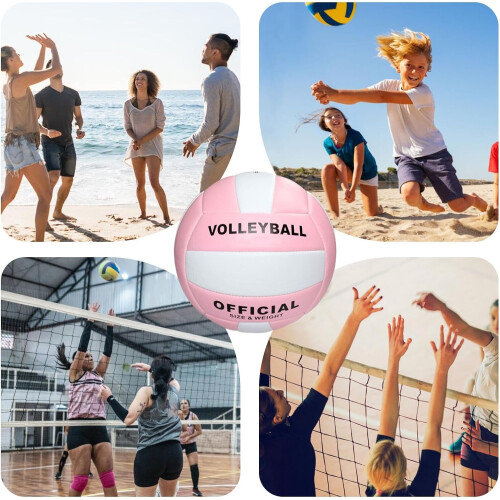 Beach Volleyball, Thickened  Soft Ball, Waterproof, Team Training, Pink White 2