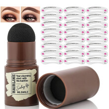 Eyebrow Stamp Kit with 24 Reusable Stencils, Waterproof 3 in 1 Brow Shaping and Hairline Powder