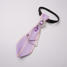 (Purple)Cravate élégante avec décoration strass adaptée à la graduation et à un usage formel
