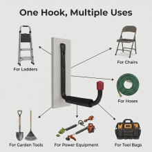 6 Pack Garage Hooks Heavy Duty, Multi Functional J Hooks, 7.08 Inch Anti Slip Ladder Hooks for Bikes,Garden Tools