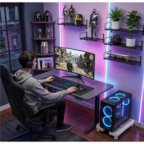 Adjustable Mobile Computer  Stand, Ventilated CPU Stand with Locking Caster Wheels, Fits Most Computer Towers 2