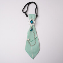 (Green Silver)Elegante Corbata con Estrás Decoración Apta para Graduación y Uso Formal