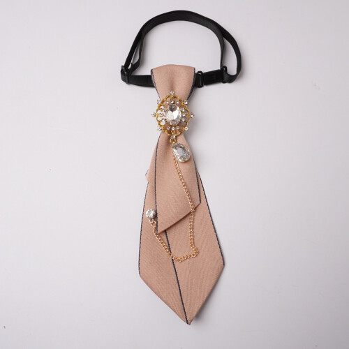 (Khaki)Cravatta elegante con decorazione strass adatta per laurea e uso formale