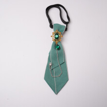 (Green Gold)Cravatta elegante con decorazione strass adatta per laurea e uso formale
