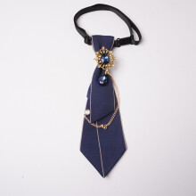 (Navy Blue)Cravatta elegante con decorazione strass adatta per laurea e uso formale