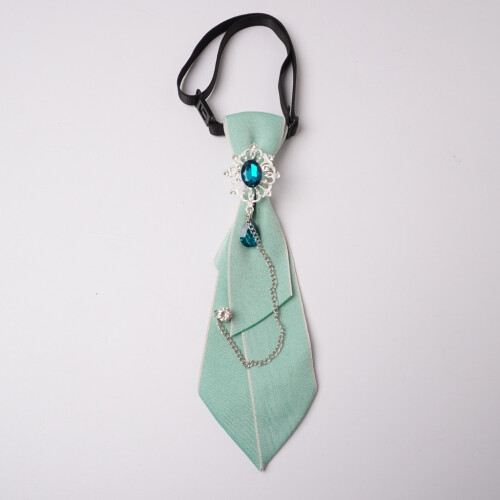 (Green Silver)Cravate élégante avec décoration strass adaptée à la graduation et à l'utilisation formelle