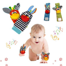 4pcs Infant Baby Wrist Rattles and Foot Socks Developmental Toys