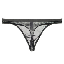 Men's Mesh Underwear Sissy Lingerie Transparent Thong Stretch GString XL Black