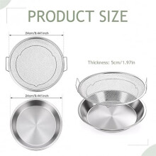 Égouttoir à Graisse en Maille D'Acier Inoxydable, Plaque à Huile, Grille de Barbecue de 24 cm (9,5 Pouces), Antiadhésif, Compatible Lave-Vaisselle