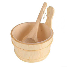 2Pcs Sauna Wooden Bucket Ladle Set Sauna Water Bucket Wood Ladle Kit BarrelSet Sauna Steam Water Accessories