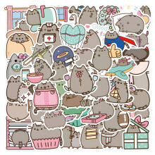 55 PCS Pusheen Cat Stickers Pack,Vinyl Decals for Kids,Cute Cat Sticker for Laptop