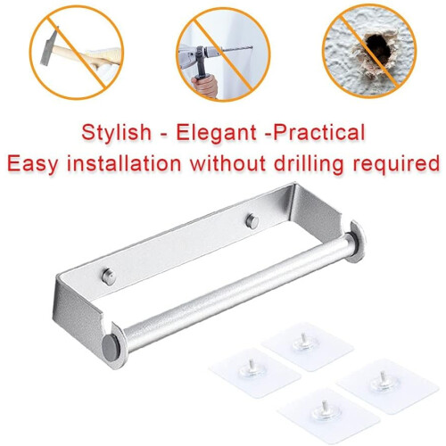 Generic FLMT Drilling Kitchen Roll Holder Wall Mounted Stainless Steel 1
