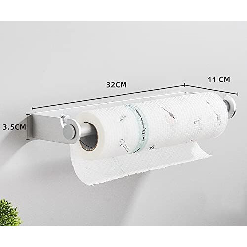 Generic FLMT Drilling Kitchen Roll Holder Wall Mounted Stainless Steel 2