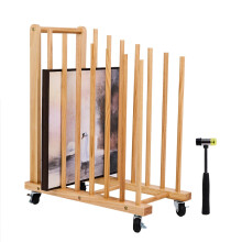 Wooden Art Drying Rack with Wheels, Adjustable Canvas Storage Organizer for Studio and Gallery Use