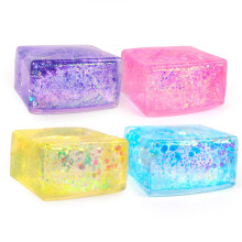 4 pieces antistress balls for children and adults, squishy stress relief ice cubes glitter