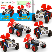 STEM Science Kit for Kids 5 Pack, Wind Powered Car Building Set with Valentine Craft Cards