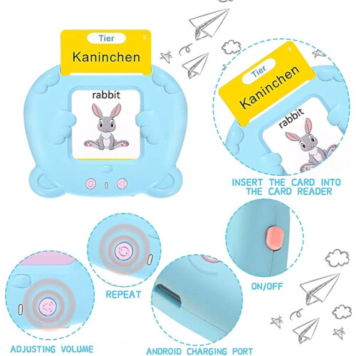 Talking Flashcards German English Audible Learning Toy 112 Sheets 224 Words 1