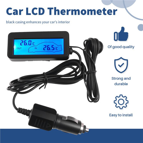 Termômetro Digital para Carro com Display LCD Interno e Externo 12V Termômetro Digital para Veículos