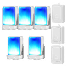 Wireless Doorbell with SevenColor Flash Alerts, Long Range, 3 Transmitters and 5 Receivers