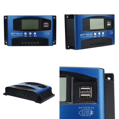 MPPT 60A Solar Charge Controller 12V 24V Auto Focus Tracking Regulator with Dual USB Ports 2