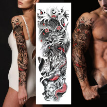 Temporary Sleeve Tattoo Full Arm Waterproof 3D Dragon Design Realistic Fake Tattoo for Men Women