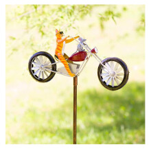Metal Cat on Motorcycle Wind Spinner Cute Animal Garden Art Decor Indoor Outdoor