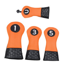 4piece golf club head covers, golf club protection, golfer equipment, golf club head covers, protective cases for men and women, sports orange