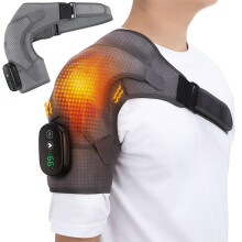 Cordless Shoulder Heating Pad With Vibration Adjustable Heat For Neck And Shoulder Rotator Cuff Therapy Grey