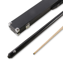 BLACK JET PRO PRECISION 57 Inch 8mm Tip English Pool Cue with Matching Ash Grain BLACK REINFORCED Hard Case