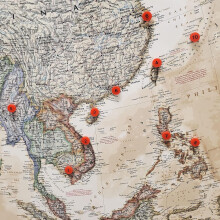 Numbered Push Pin Map Tacks  100 Sequential P  Red P, Black Numbers 1100  11mm