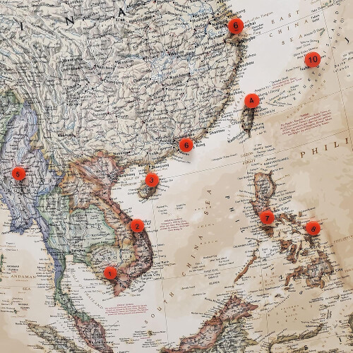 Numbered Push Pin Map Tacks  100 Sequential P  Red P, Black Numbers 1100  11mm