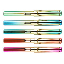 5Pcs Fine Point Fountain Pen Rainbow Metal Pens Fountain Calligraphy Writing Journal Pens Stationery Scribe Tool for Clidren Kids without Ink 0. 38mm