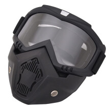 Motocross Goggles with Removable Face Mask Anti Fog UV Double Lens Adjustable Strap Black