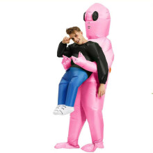 Green Alien Carrying Human Costume, Inflatable Alien Costume for Adults, Funny Blow Up Outfit Cosplay Suit for Halloween Party