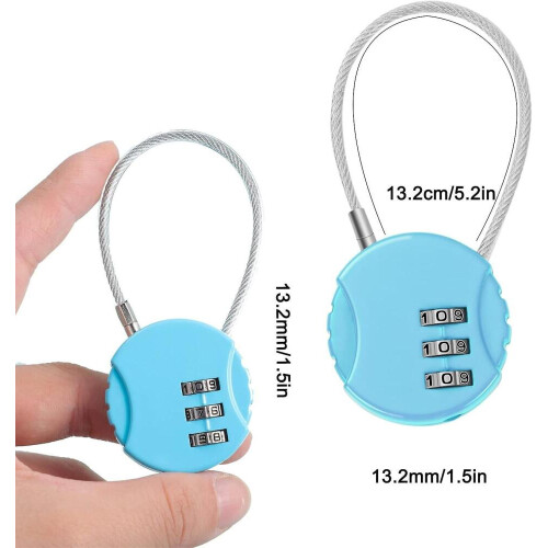 Pack of 4 3-Digit Code Padlocks, Airplane Suitcase Padlocks, Small Cable Padlocks, Locker Code Padlocks (4 Colors) (AAA) 2